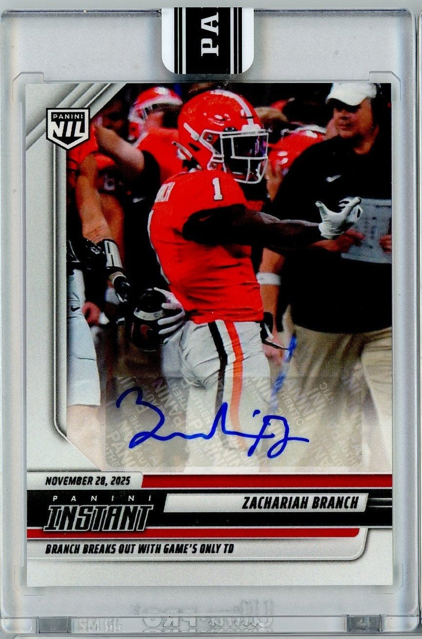 2025 Panini Instant Zachariah Branch #ZBA Auto Georgia Bulldogs RC Card