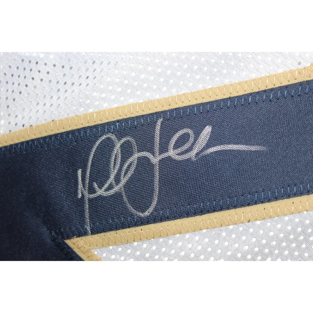 Marshall Faulk Autographed/Signed Pro Style XL Jersey White Beckett WIT 58501