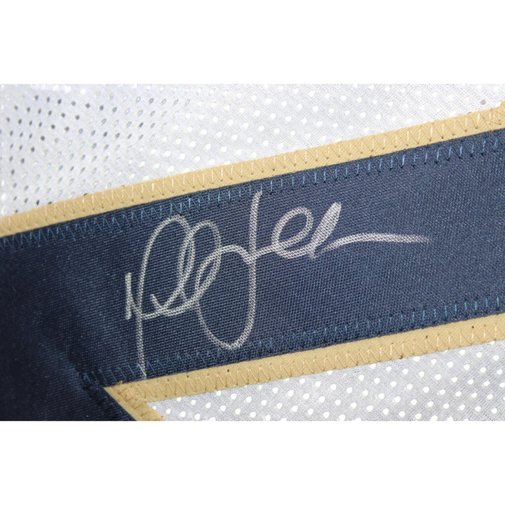 Marshall Faulk Autographed/Signed Pro Style XL Jersey White Beckett WIT 58501
