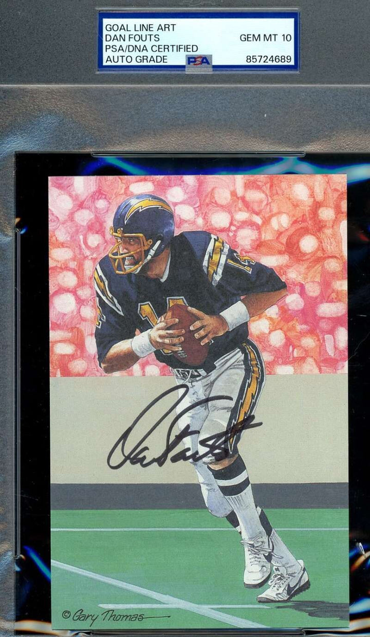 Dan Fouts Gem Mint 10 PSA DNA Signed Goal Line Art Card GLAC Autograph
