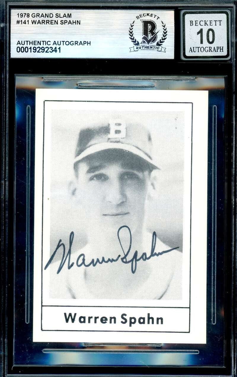 Warren Spahn Gem Mint 10 Beckett BAS Signed 1978 Grand Slam Autograph Braves