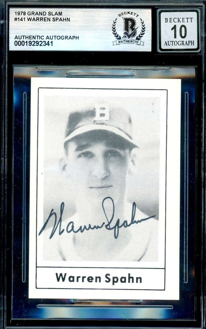 Warren Spahn Gem Mint 10 Beckett BAS Signed 1978 Grand Slam Autograph Braves
