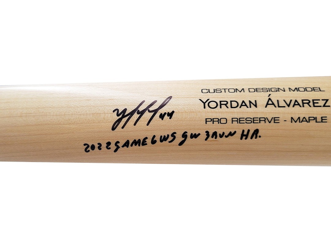 Yordan Alvarez Auto Blonde Victus Player Model Bat Astros 22 WS Winning HR BAS