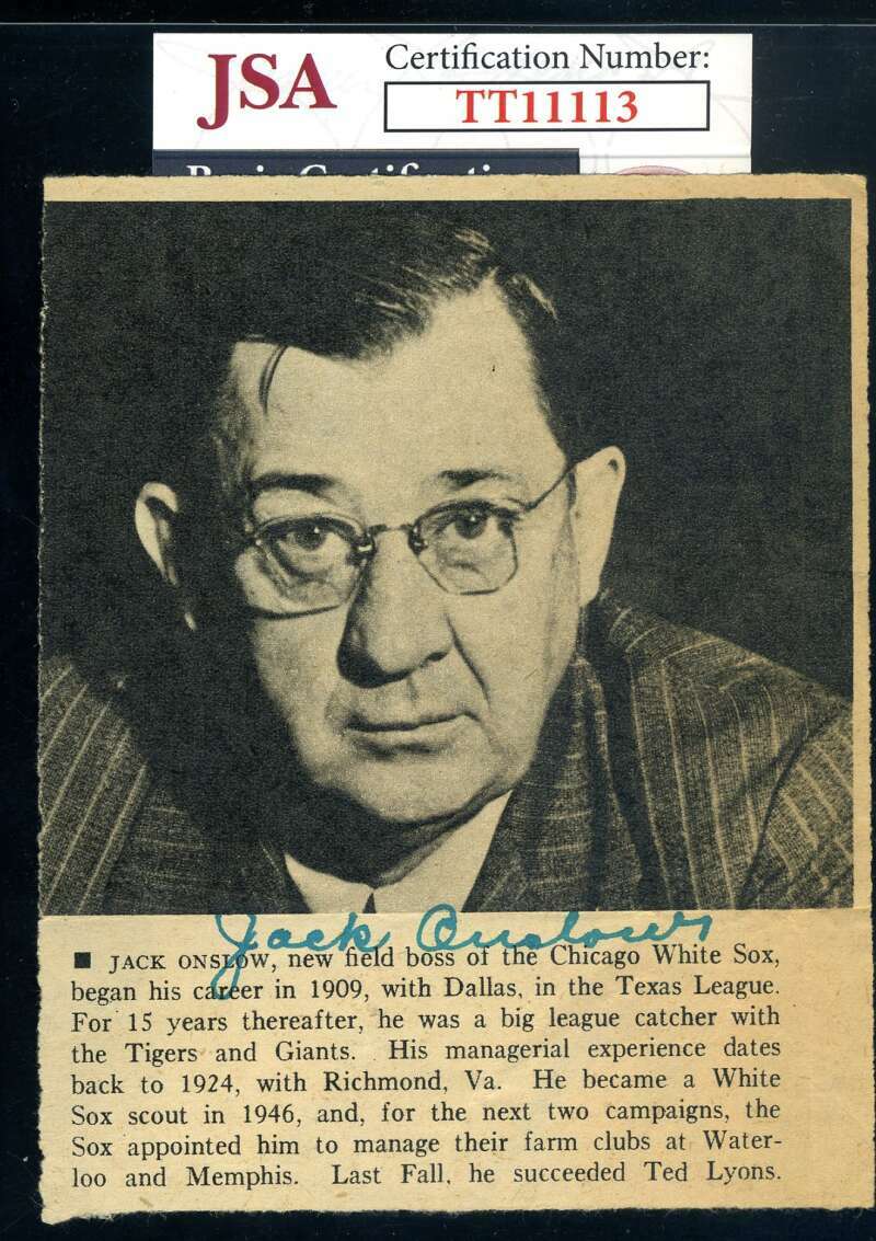 Jack Onslow JSA Coa Signed Photo D.60 Autograph