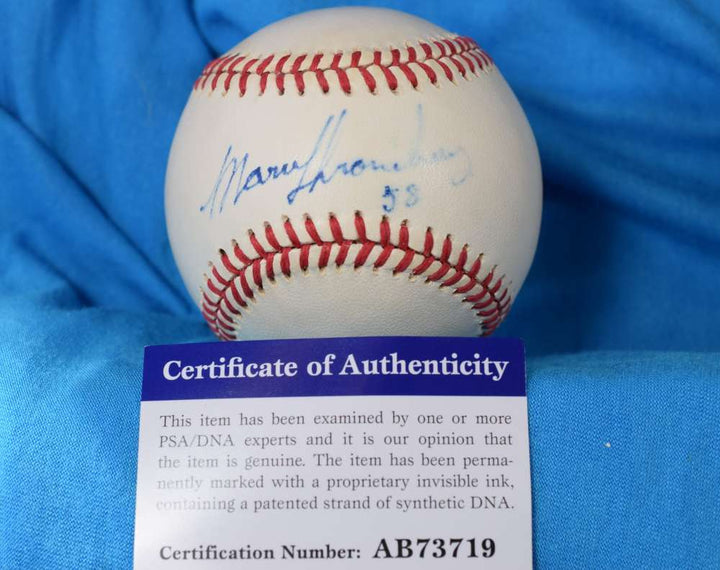 Marv Throneberry Psa/dna Coa Hand Signed American League Autograph Baseball