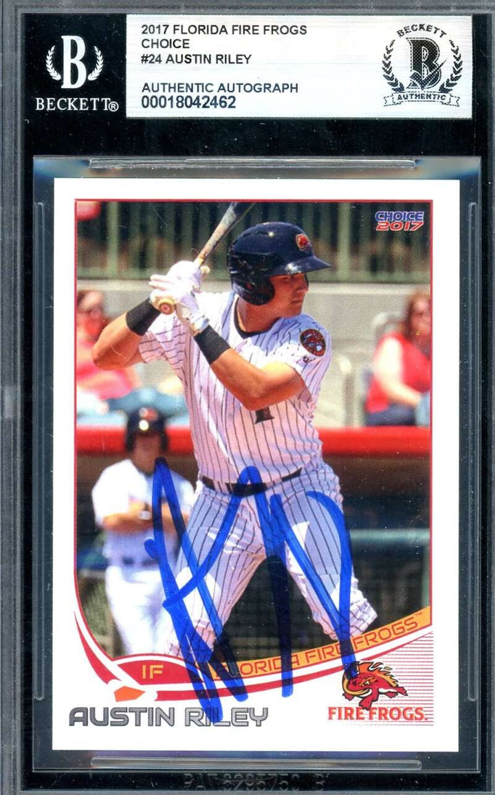 Austin Riley Beckett BAS Signed 2017 Florida Fire Frogs Choice Rookie Autograph