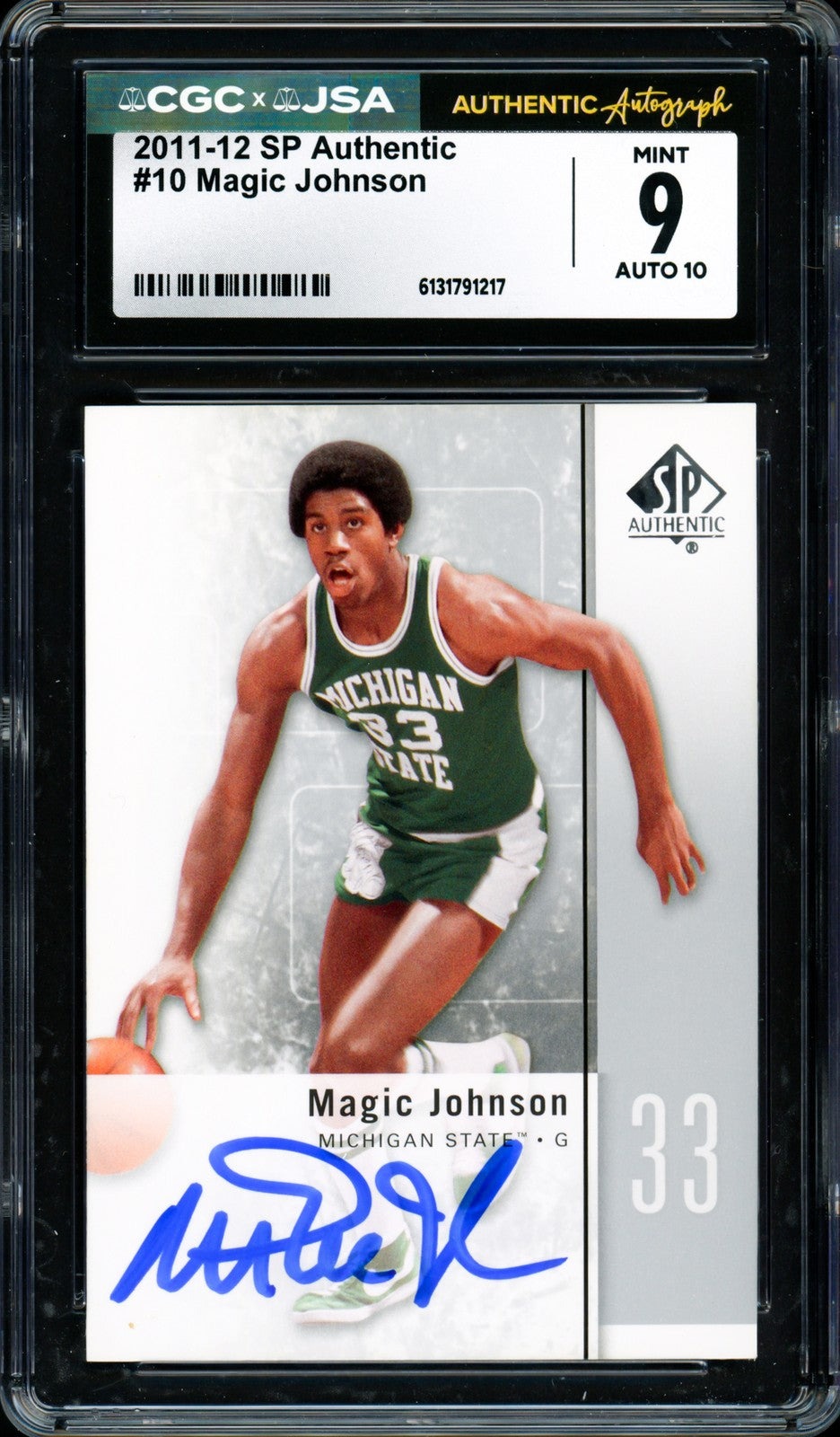 Magic Johnson Signed 2011-12 Upper Deck SP Card #10 Lakers CGC x JSA 9 Sig GM 10