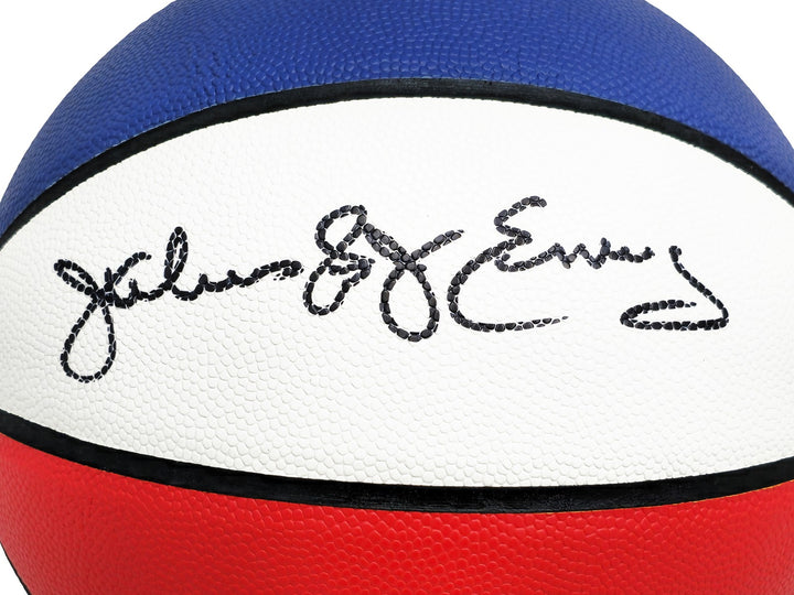 Julius Dr. J Erving Auto Red, White & Blue ABA Logo Basketball Nets Beckett Wit