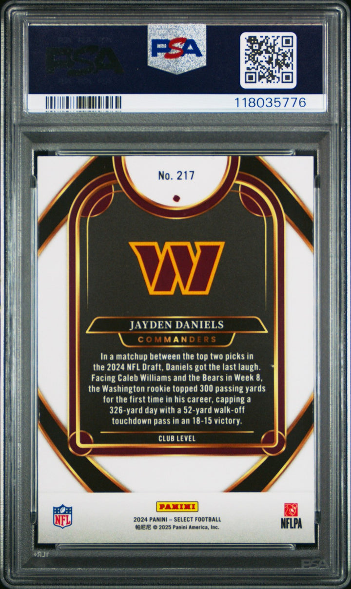 Graded 2024 Panini Select Jayden Daniels #217 Rookie RC Card PSA 10