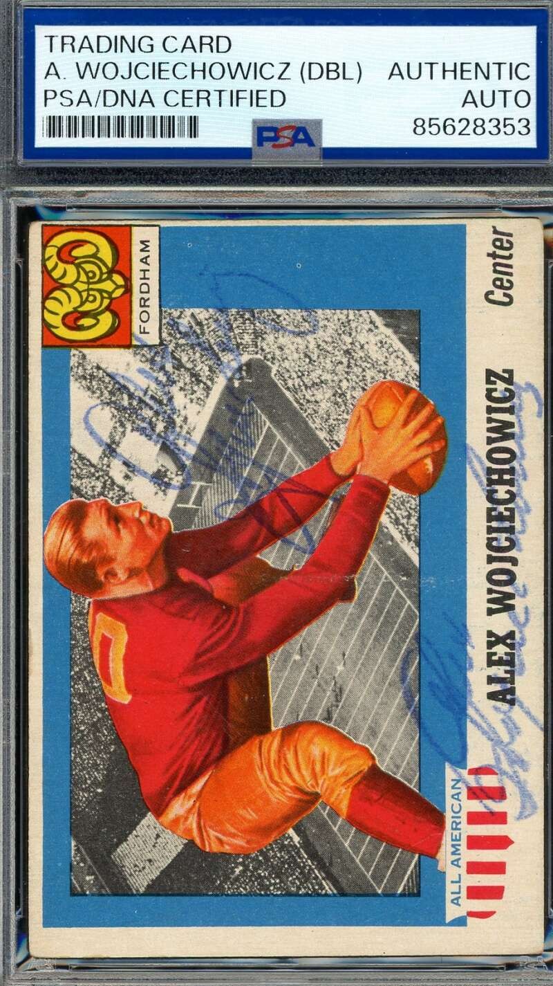 Alex Wojiechowicz PSA DNA Signed Twice 1955 Topps All American Autograph