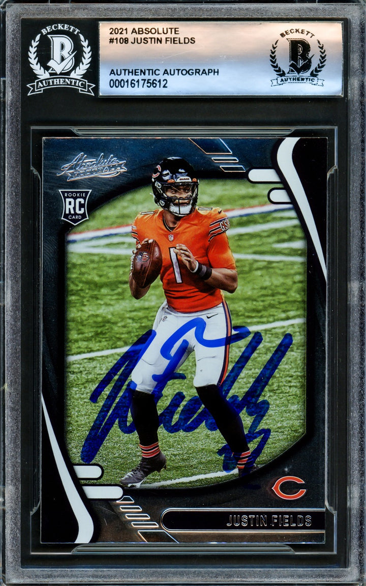 Justin Fields Autographed Signed 2021 Absolute RC 108 Chicago Bears Beckett