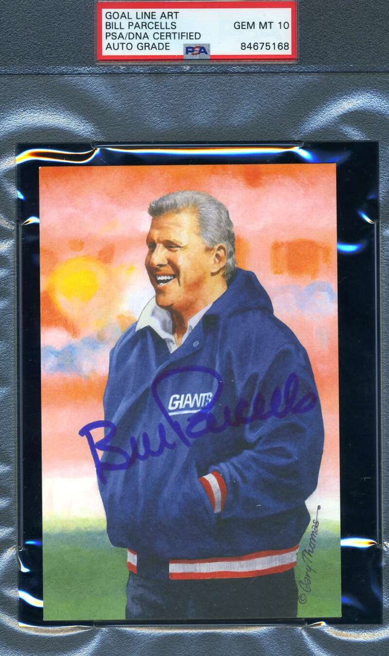 Bill Parcells Gem Mint 10 PSA DNA Slabbed Signed Goal Line Autograph GLAC