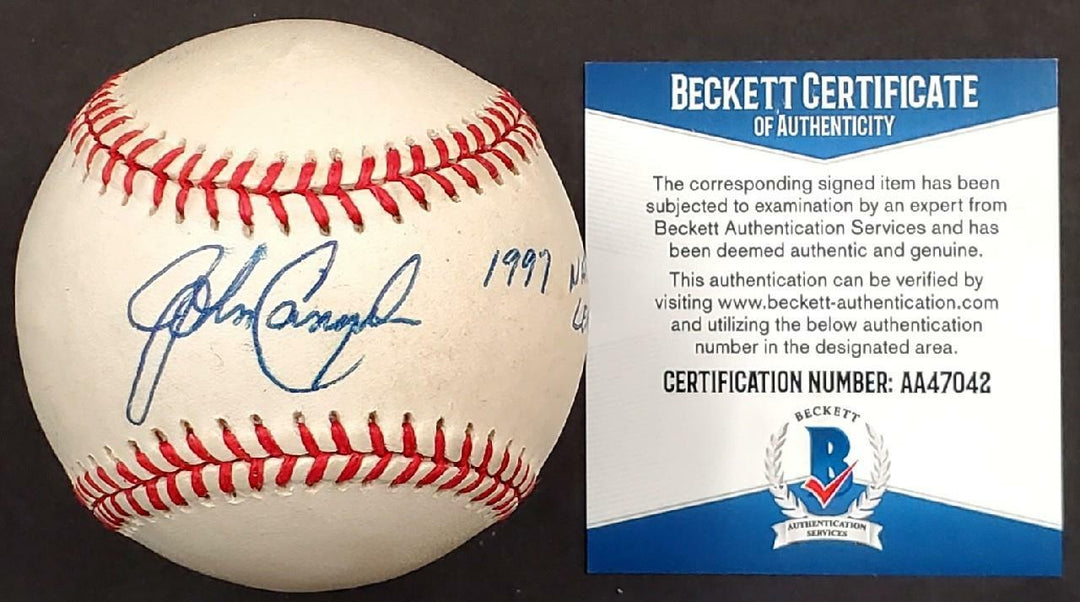John Cangelosi "1997 National League Champs" 1/1 Marlins signed Baseball BAS COA