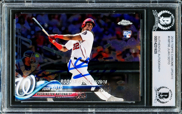 Juan Soto Signed 2018 Topps Chrome Update RC HMT98 Mets Beckett #14231635