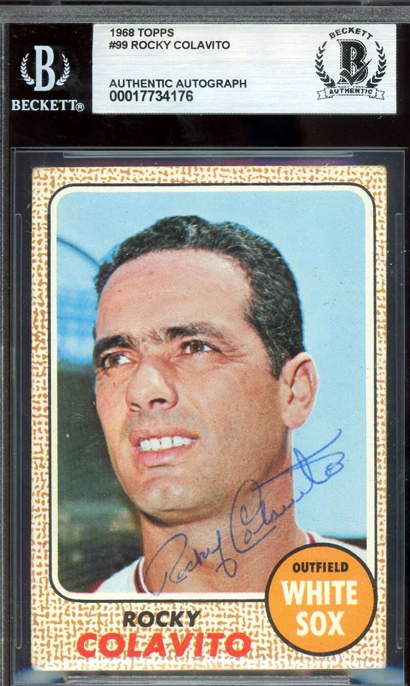 Rocky Colavito Beckett BAS Vintage Signed 1968 Topps Autograph