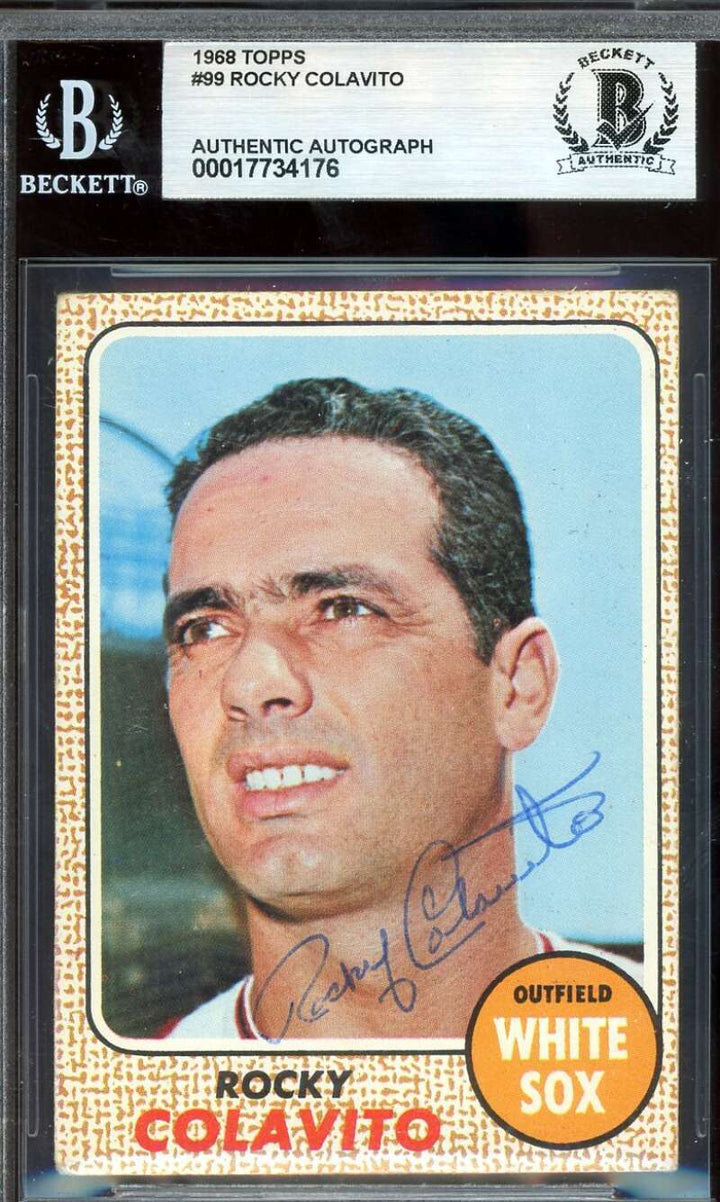 Rocky Colavito Beckett BAS Vintage Signed 1968 Topps Autograph