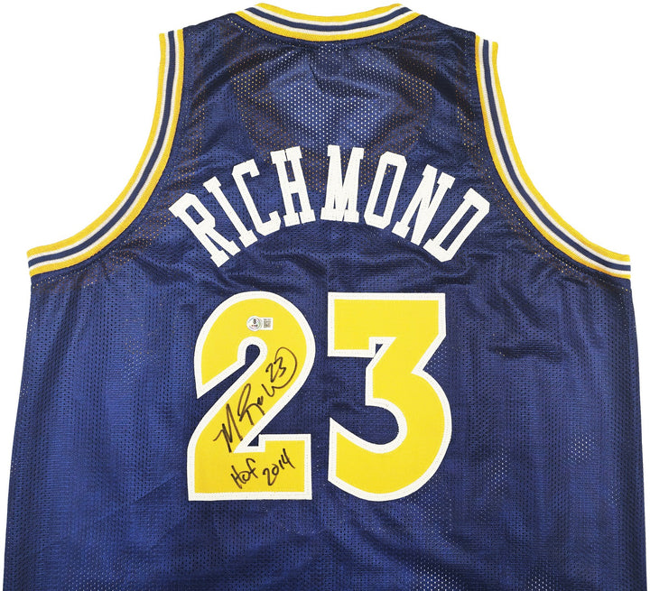 Golden State Warriors Mitch Richmond Signed Blue Jersey "HOF 2014" Beckett Wit