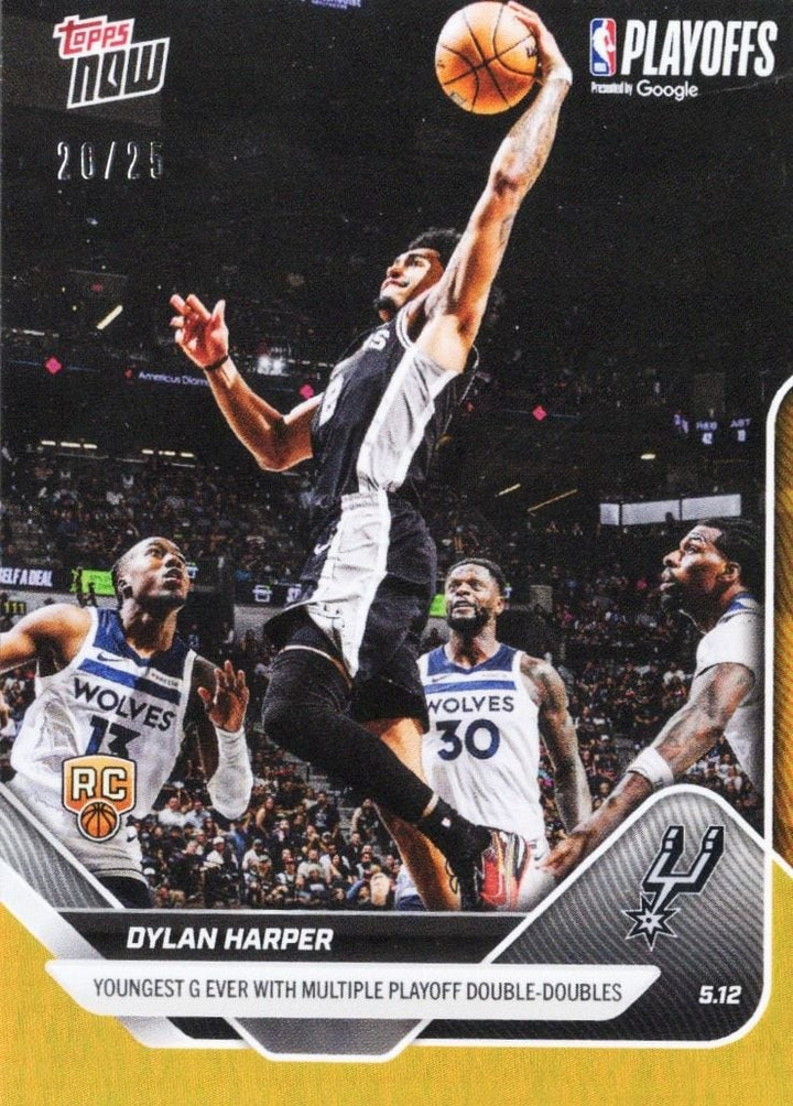 2025 Topps Now Dylan Harper #309 Orange Foil /25 Rookie RC Basketball Card