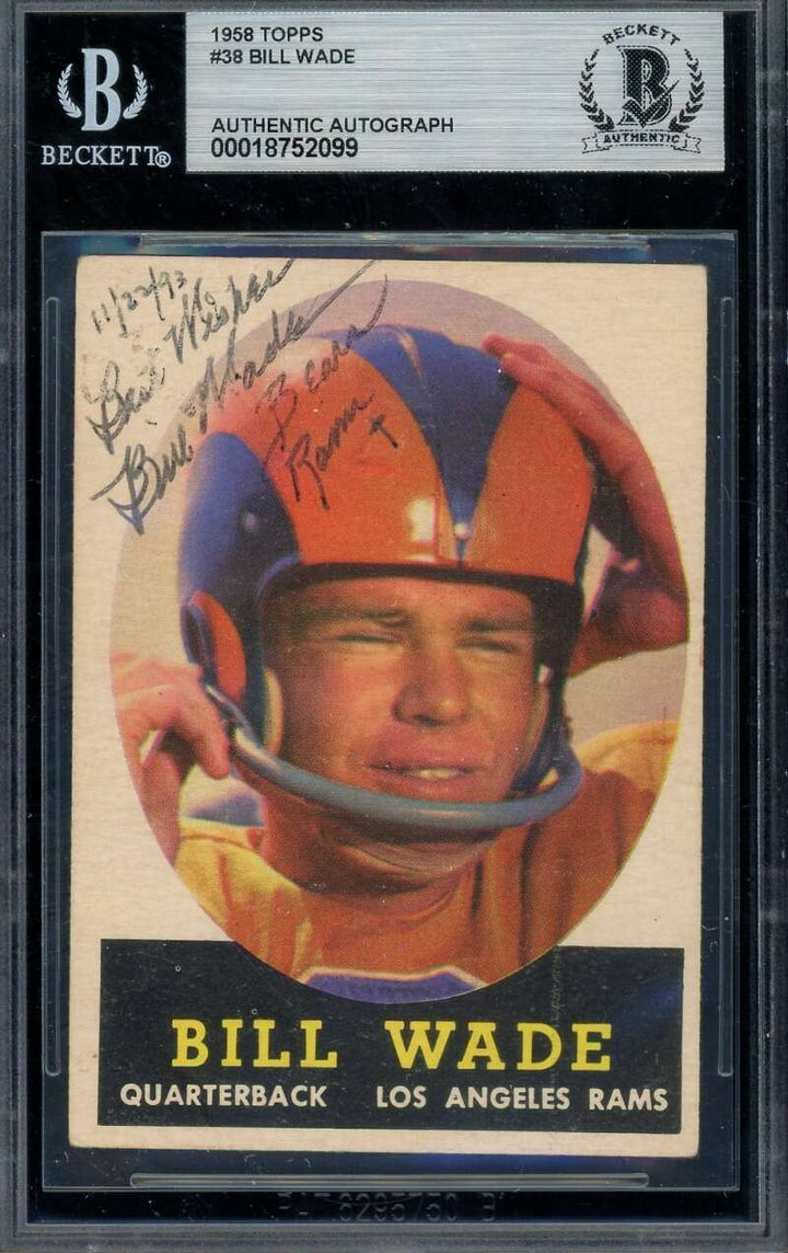 Bill Wade Beckett BAS Vintage Signed 1958 Topps Autograph