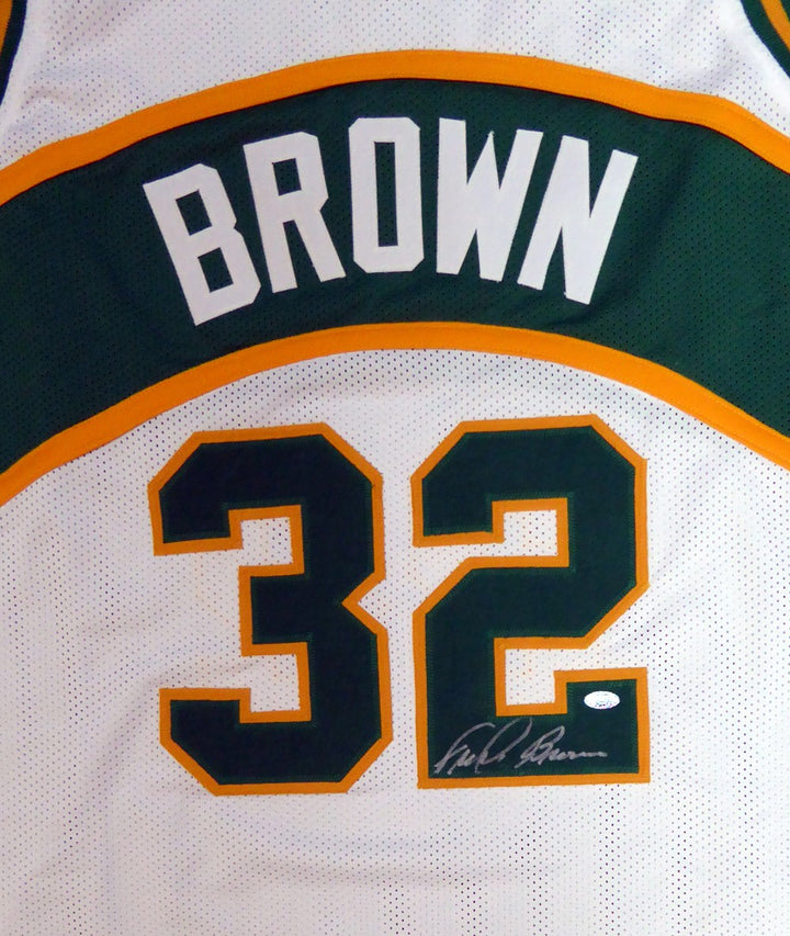 Seattle Sonics Fred Brown Signed White Jersey MCS Holo