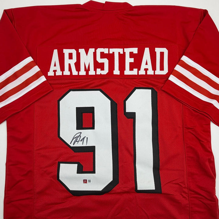 Autographed/Signed Arik Armstead San Francisco Red ALT Jersey Pristine PA COA