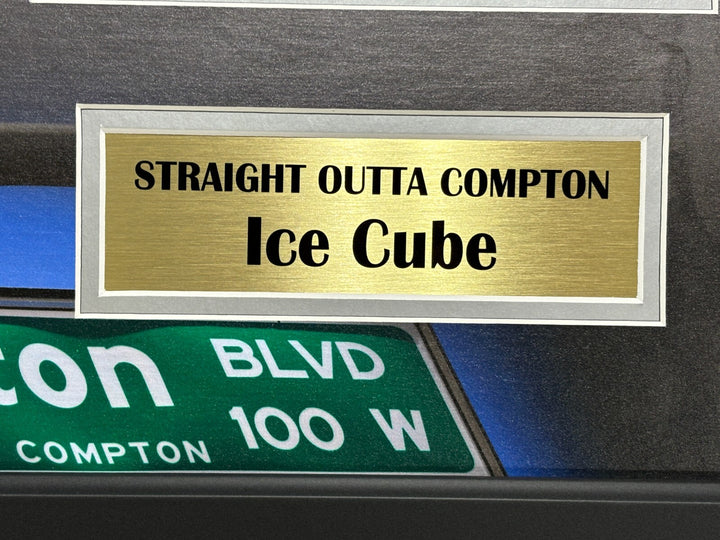 Ice Cube Autographed Script Straight Outta Compton Framed Collage BAS COA Photo