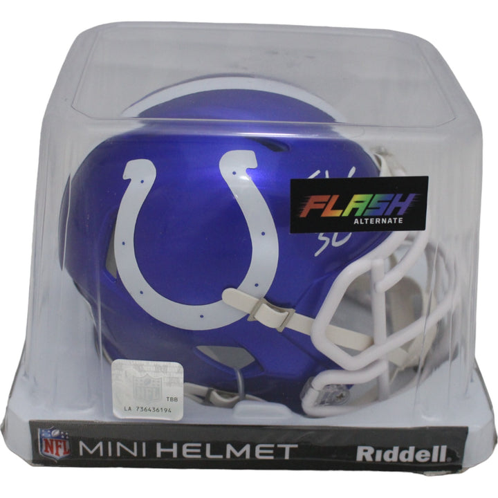 Edgerrin James Autographed Indianapolis Colts Flash Mini Helmet Beckett 46471