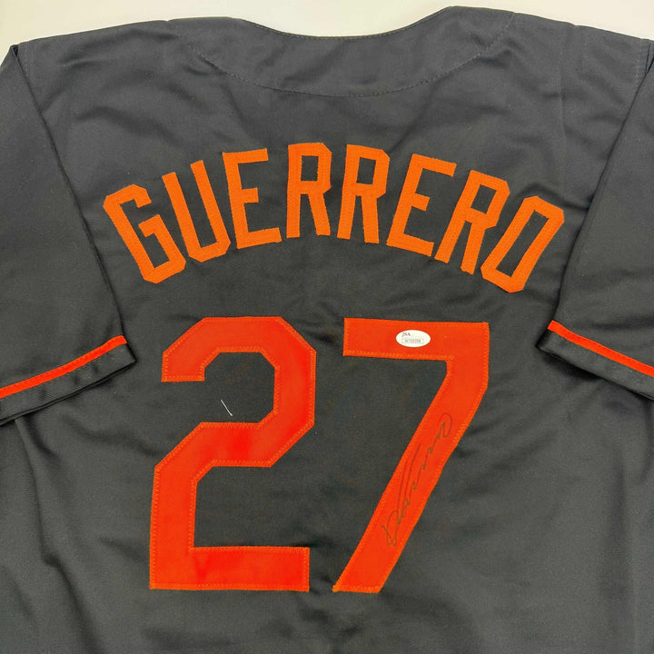 Autographed/Signed Vladimir Guerrero Baltimore Black Jersey JSA COA