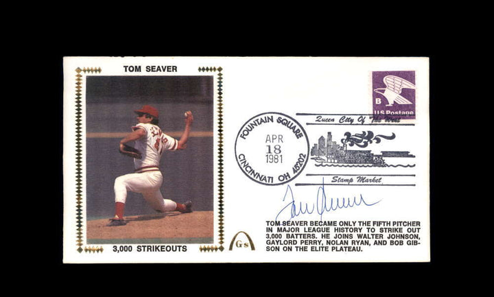 Tom Seaver PSA DNA Signed 1981 First Day Cover Cache FDC 3000 Strikeouts Auto