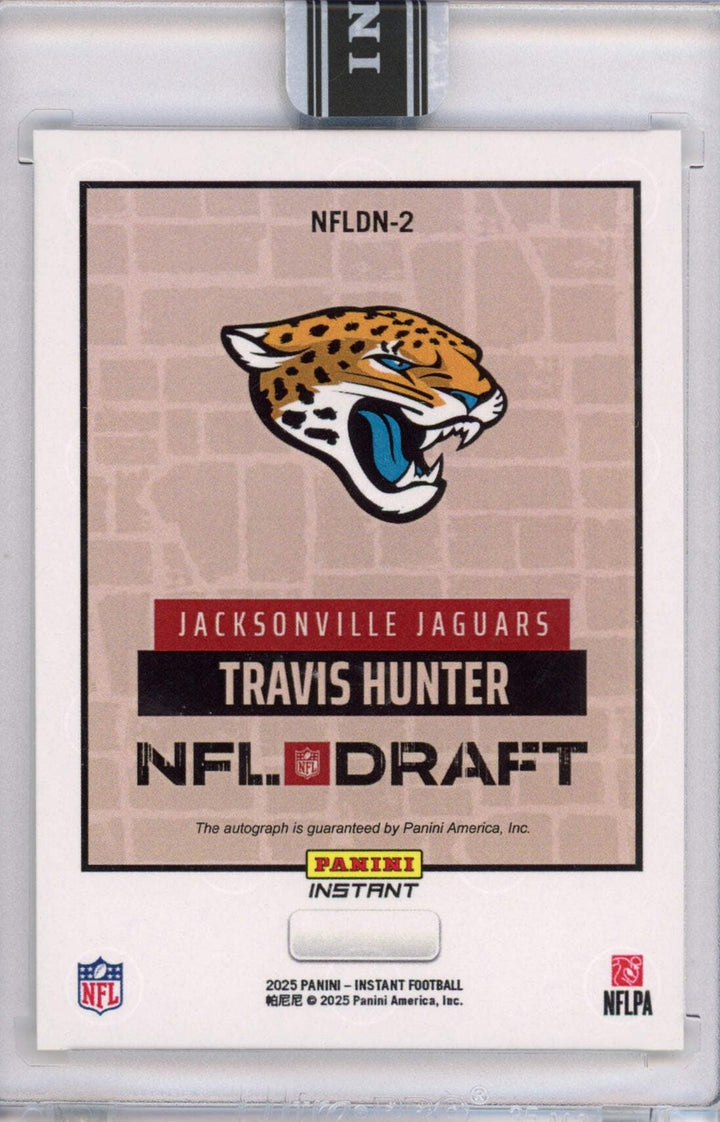 2025 Panini Instant NFL Travis Hunter #DN2 Draft Night Auto Rookie Football Card