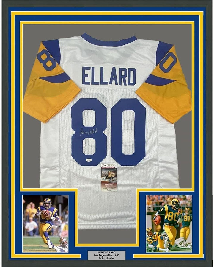 FRAMED Signed HENRY ELLARD 35x39 Los Angeles White Jersey JSA COA