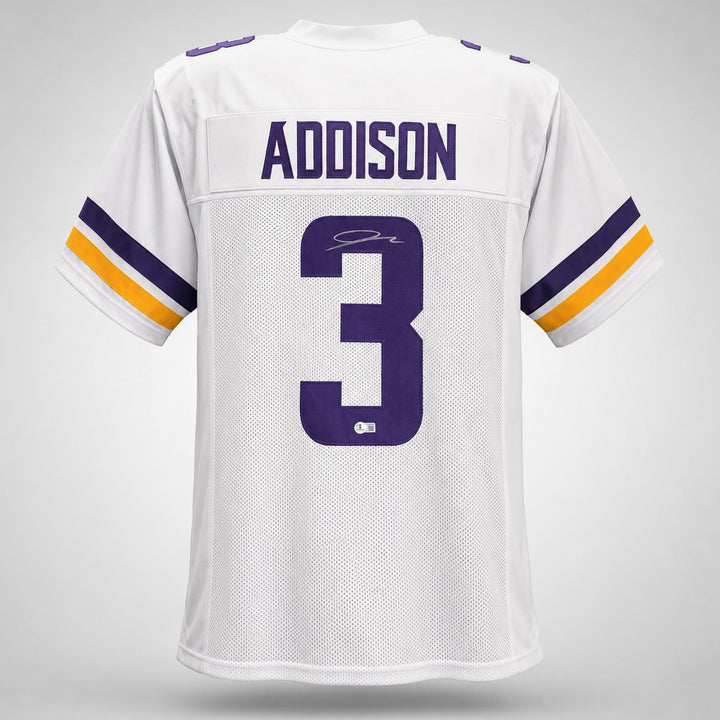 Minnesota Vikings Jordan Addison Signed White Jersey Beckett BAS QR