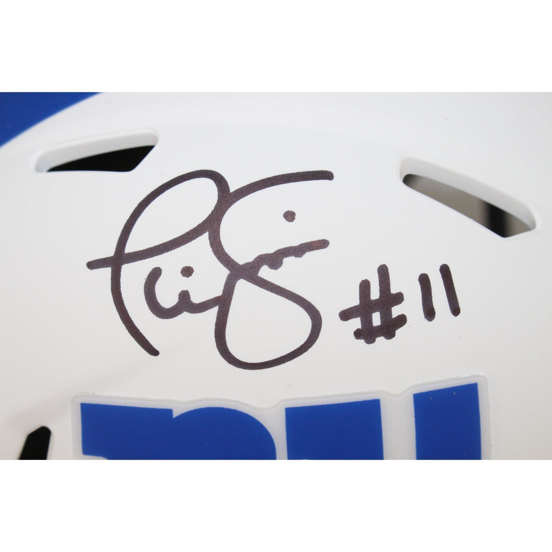 Phil Simms Autographed New York Giants Lunar Mini Helmet Beckett Witness 50808