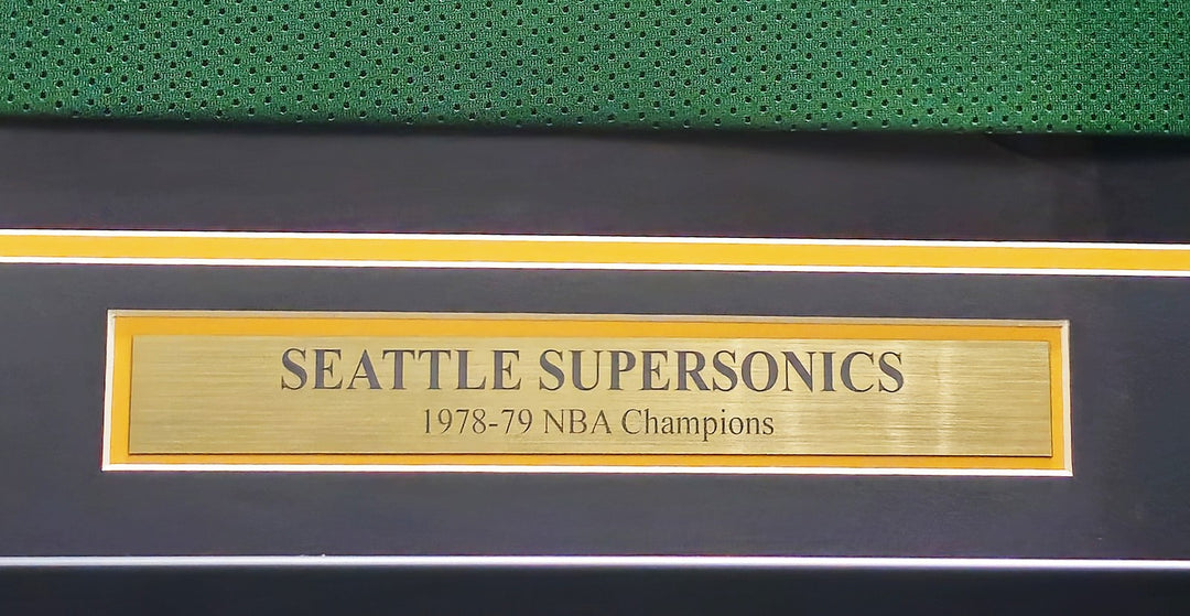 1978-79 NBA Champs Supersonics Multi Signed Framed Green Jersey 9 Sigs MCS Holo