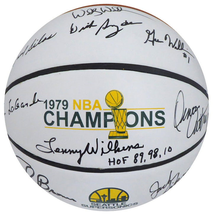 1978-79 NBA Champ Sonics Multi Auto Basketball 9 Sigs Fred Brown, Lenny Wilkens