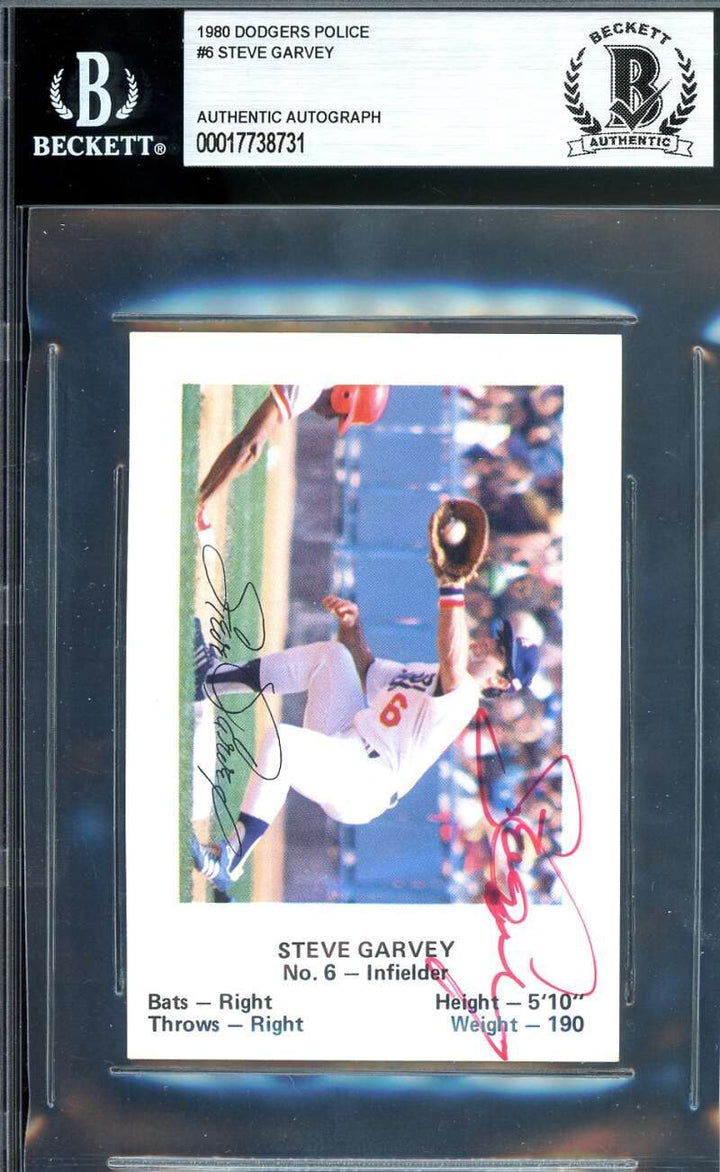 Steve Garvey Beckett BAS Signed 1980 Dodgers Police Autograph