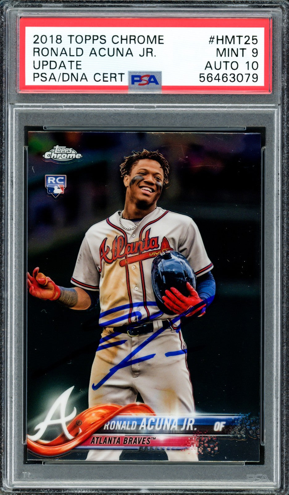 Ronald Acuna Jr Signed 2018 Topps Chrome Update RC HMT25 PSA 9 Sig 10 PSA/DNA