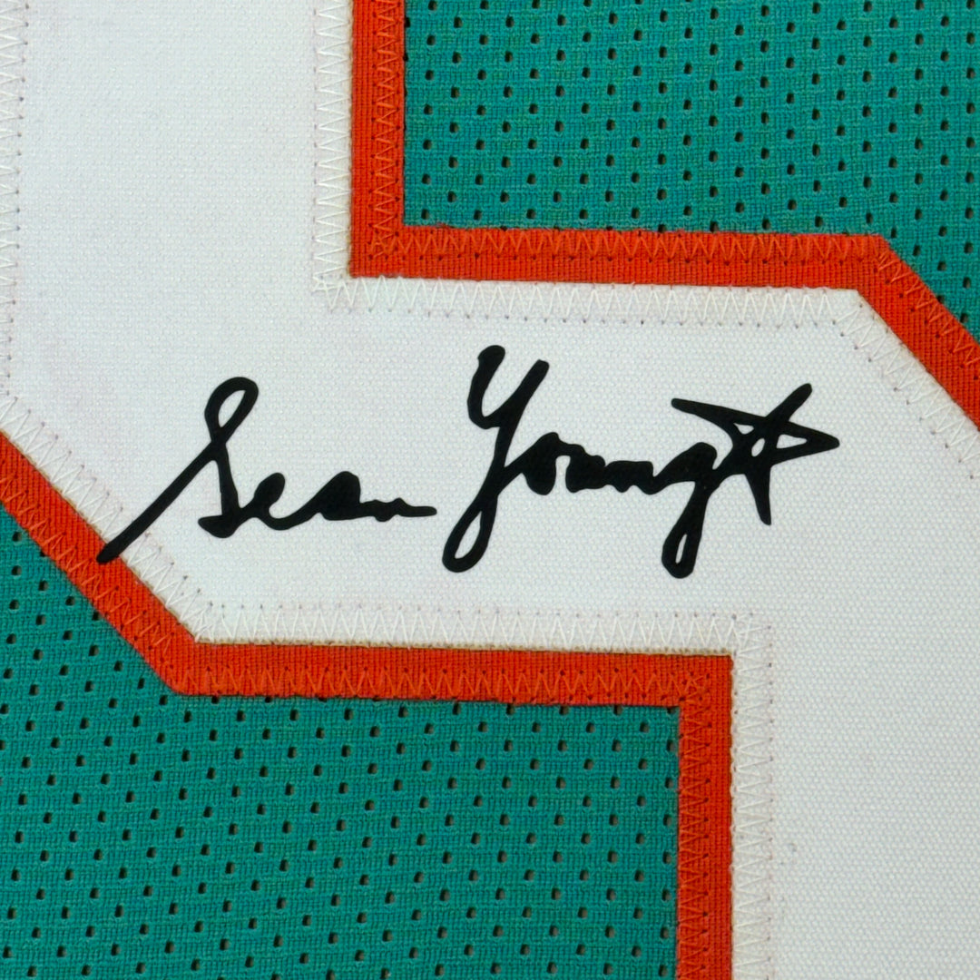 Framed Facsimile Autographed Sean Young Ray Finkle 35x39 Teal Reprint Jersey