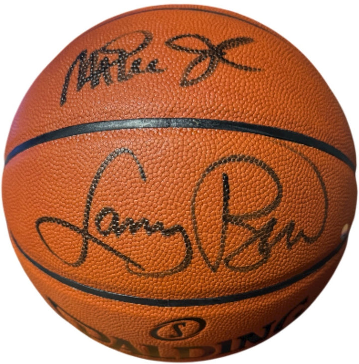 Larry Bird & Magic Johnson Dual signed Spalding NBA Indoor  Basketball -Steiner