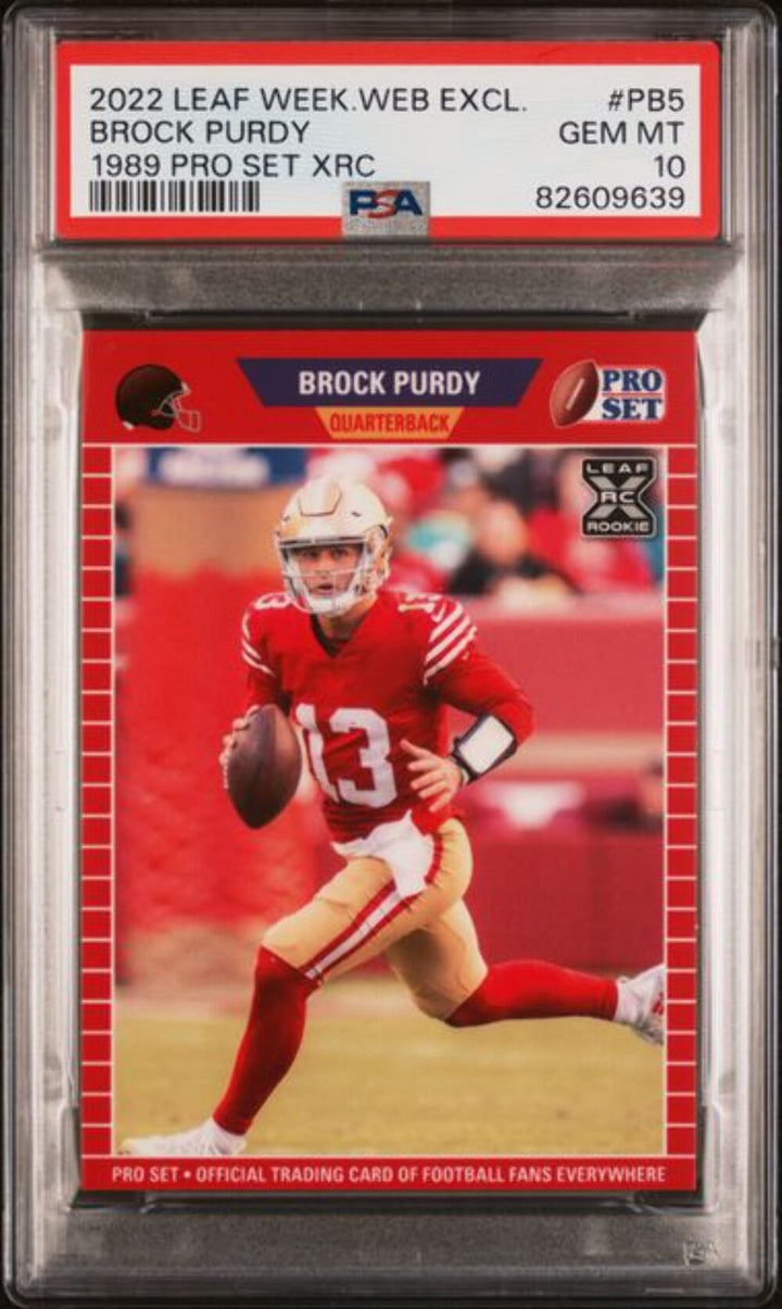 Graded 2022 Leaf Web Exc Brock Purdy #PB5 1989 Pro Set XRC Football Card PSA 10