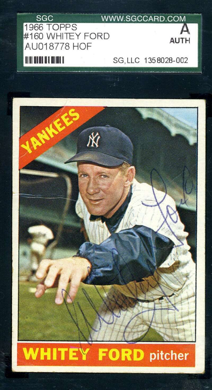 Whitey Ford SGC Coa Vintage Signed 1966 Topps Autograph