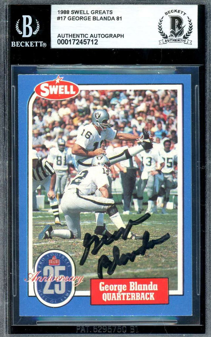 George Blanda Beckett BAS Signed 1988 Swell Greats Autograph