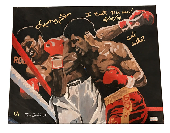 Leon Spinks Signed Original 1/1 Hand Painting COA Autograph Canvas Muhammad Ali
