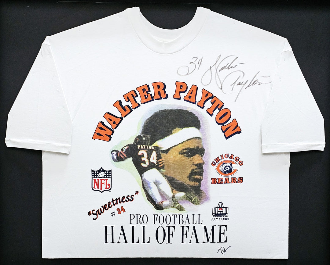 Walter Payton Auto Framed Pro Football HOF White T-Shirt Bears "34" JSA #CC88896