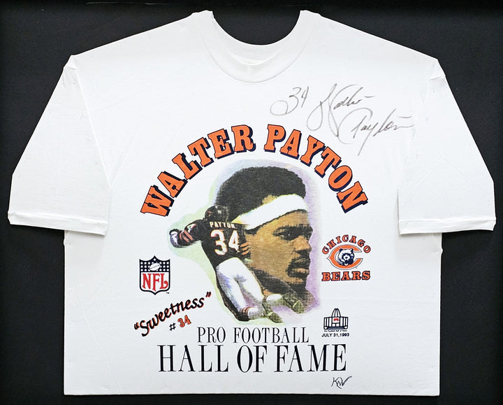 Walter Payton Auto Framed Pro Football HOF White T-Shirt Bears "34" JSA #CC88896