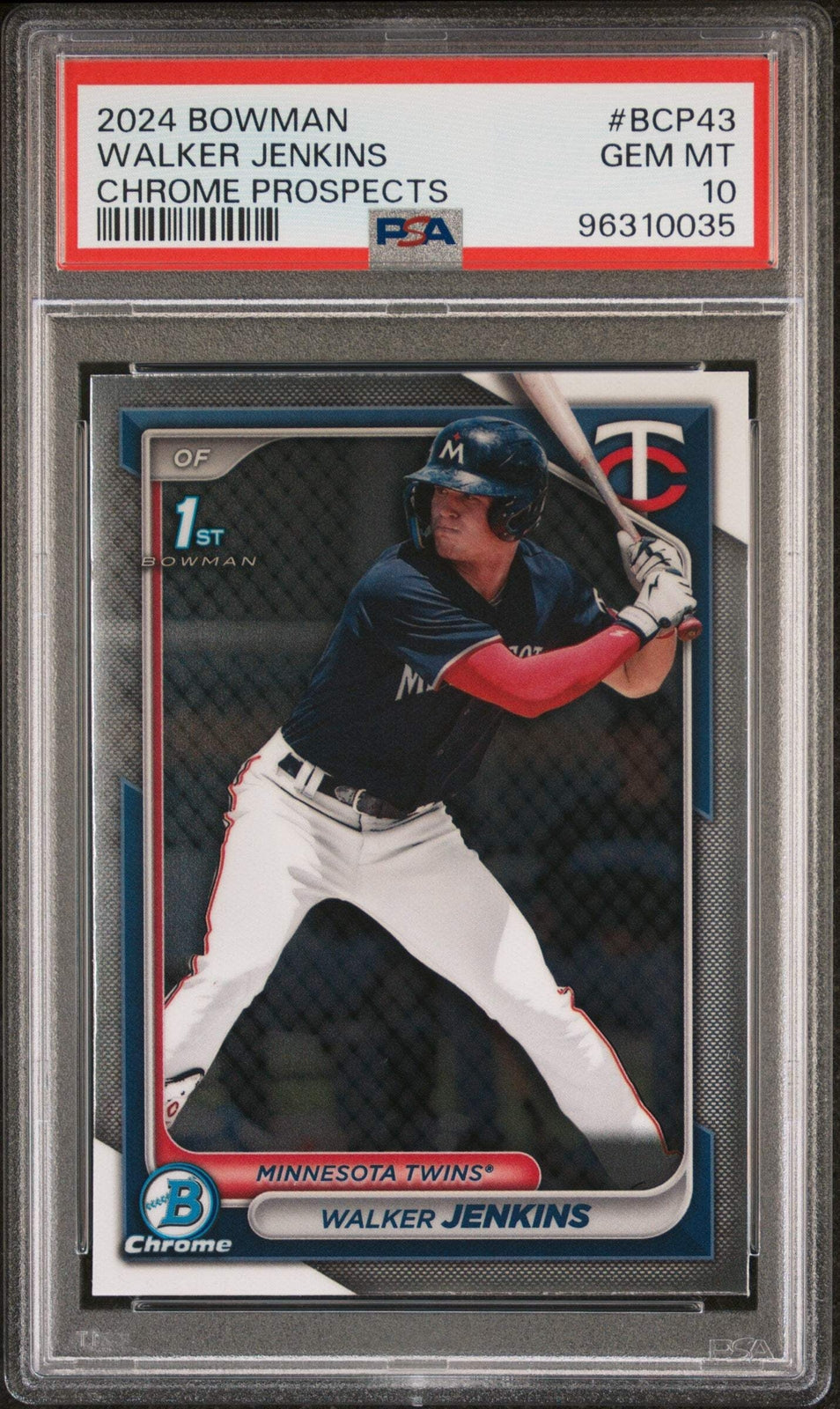 Graded 2024 Bowman Walker Jenkins #BCP43 Chrome Prospects Baseball Card PSA 10