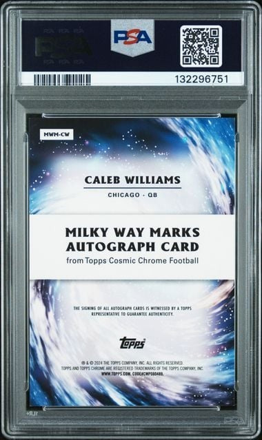Graded 2024 Topps Cosmic Chrome Caleb Williams MWMCW /25 Milky Way Auto PSA 9/10