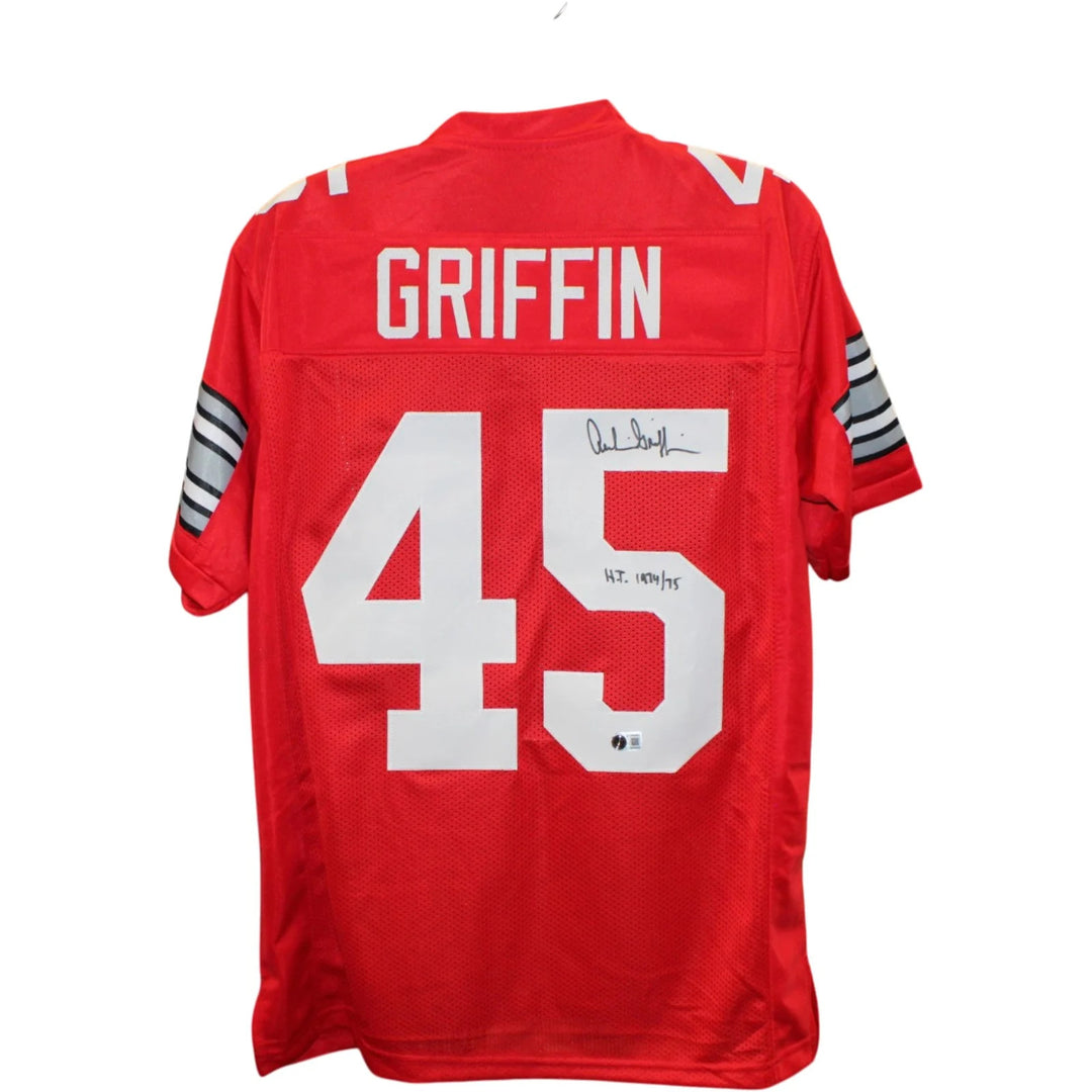 Archie Griffin Autographed College Style XL Jersey Red 74/75 HT BAS W 58512