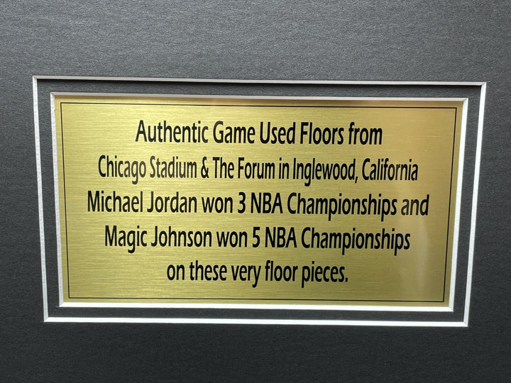 Michael Jordan Magic Johnson Authentic Game Used Bulls Lakers Floors Framed COA