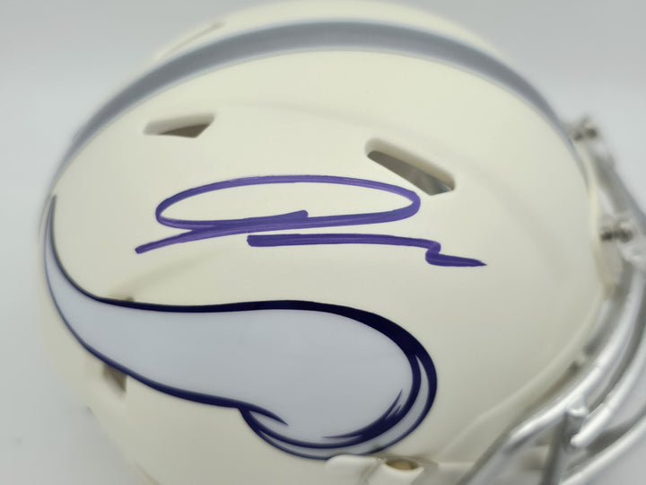 Jordan Addison Auto Vikings White 2024 Alternate Speed Mini Helmet Beckett